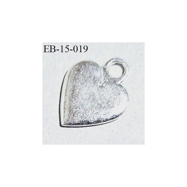 Pendentif en métal couleur argent forme coeur largeur 15 mm hauteur 19 mm avec passage de 3 mm de diamètre prix à l'unité