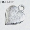Pendentif en métal couleur argent forme coeur largeur 15 mm hauteur 19 mm avec passage de 3 mm de diamètre prix à l'unité