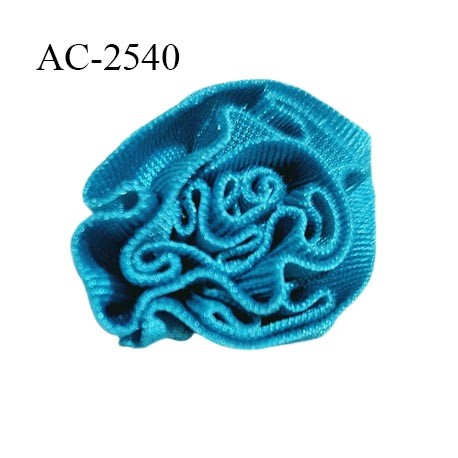 Décor lingerie et autres 20 mm haut de gamme fleur lycra brillant couleur bleu turquoise diamètre 20 mm prix à l'unité
