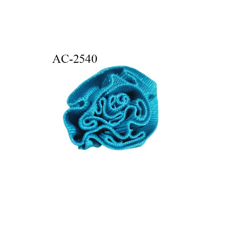 Décor lingerie et autres 20 mm haut de gamme fleur lycra brillant couleur bleu turquoise diamètre 20 mm prix à l'unité