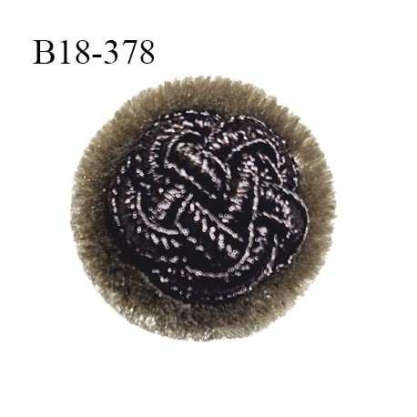 Bouton 18 mm couleur marron et taupe style velours accroche avec un anneau diamètre 18 mm épaisseur 8 mm prix à la pièce