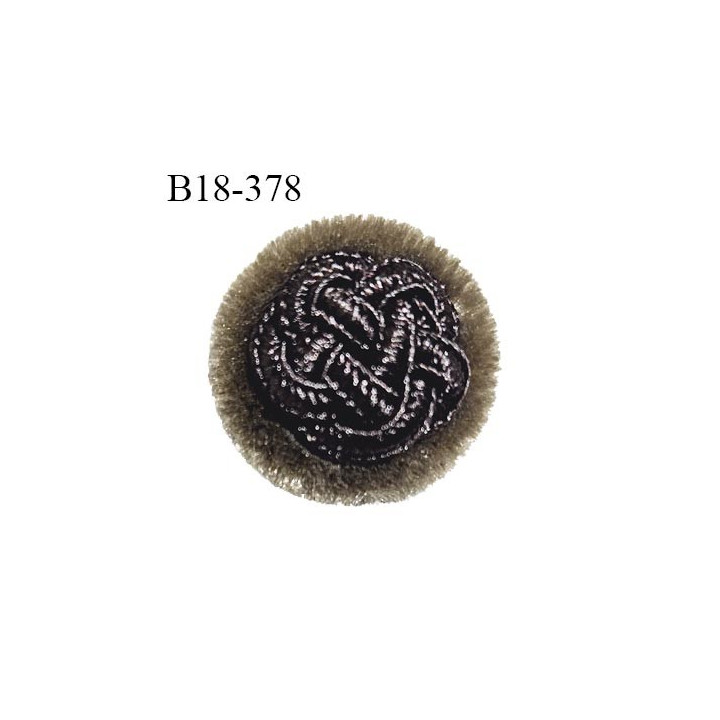 Bouton 18 mm couleur marron et taupe style velours accroche avec un anneau diamètre 18 mm épaisseur 8 mm prix à la pièce