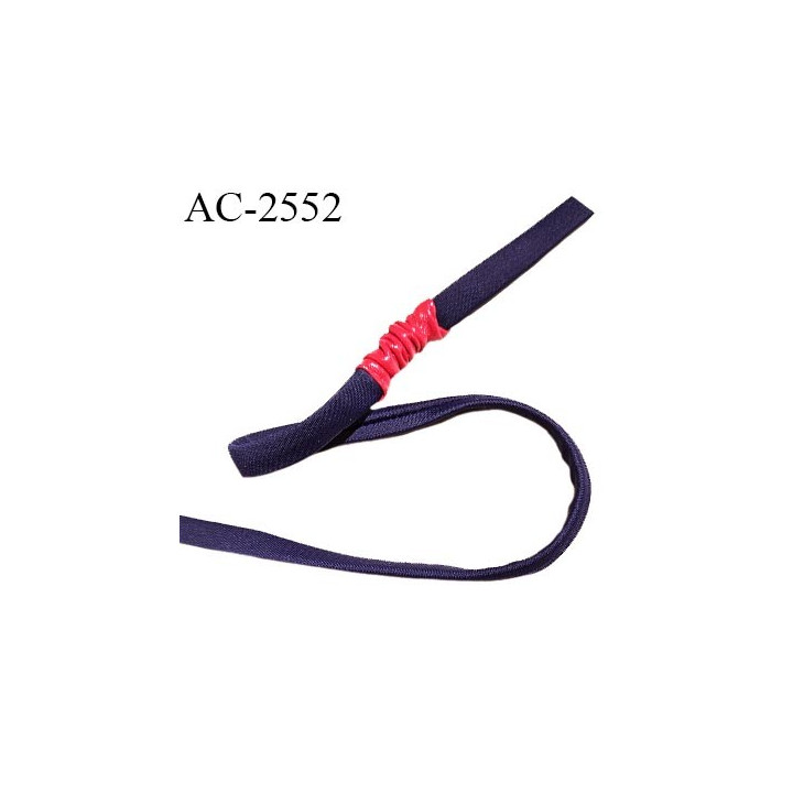 Bretelle spaghetti décor ornement lingerie haut de gamme en lycra couleur bleu marine et rouge longueur 40 cm