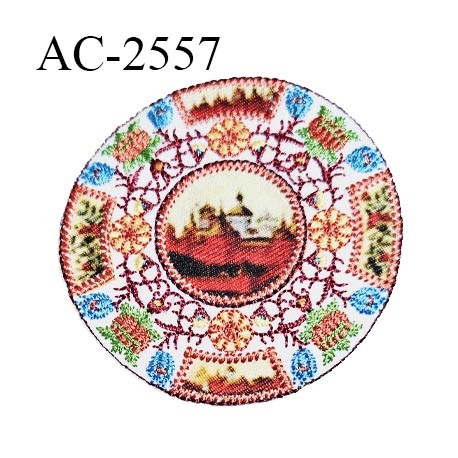 Décor ornement textile écusson 60 mm haut de gamme broderie ronde à motifs et paysage diamètre 60 mm prix à l'unité