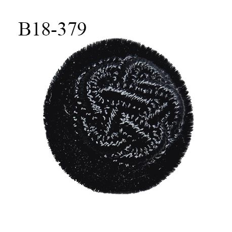 Bouton 18 mm couleur noir style velours accroche avec un anneau diamètre 18 mm épaisseur 8 mm prix à la pièce