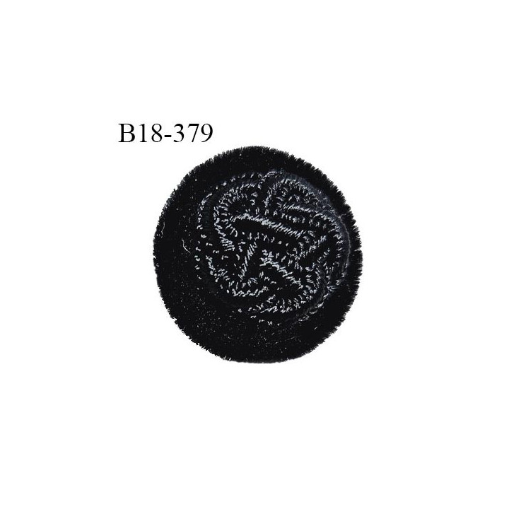 Bouton 18 mm couleur noir style velours accroche avec un anneau diamètre 18 mm épaisseur 8 mm prix à la pièce
