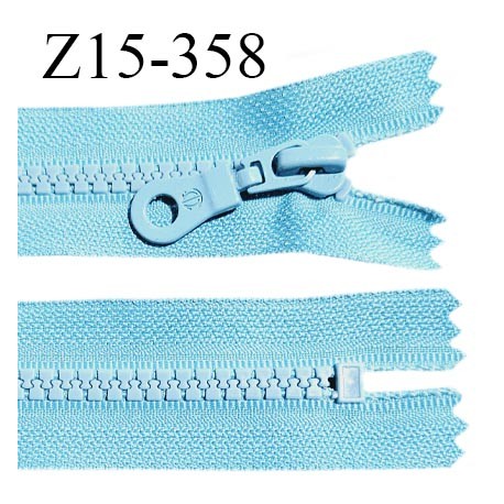 Fermeture zip 15 cm non séparable couleur bleu turquoise largeur 3 cm zip nylon couleur gris longueur 15 cm largeur 6 mm