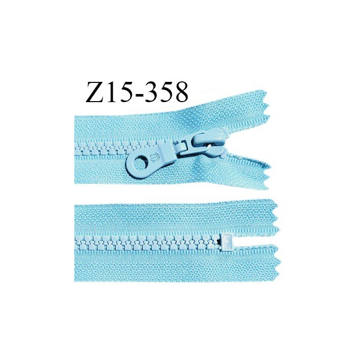 Fermeture zip 15 cm non séparable couleur bleu turquoise largeur 3 cm zip nylon couleur gris longueur 15 cm largeur 6 mm