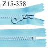 Fermeture zip 15 cm non séparable couleur bleu turquoise largeur 3 cm zip nylon couleur gris longueur 15 cm largeur 6 mm