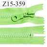 Fermeture zip 15 cm non séparable couleur vert largeur 3 cm zip nylon couleur vert longueur 15 cm largeur 6 mm prix à la pièce