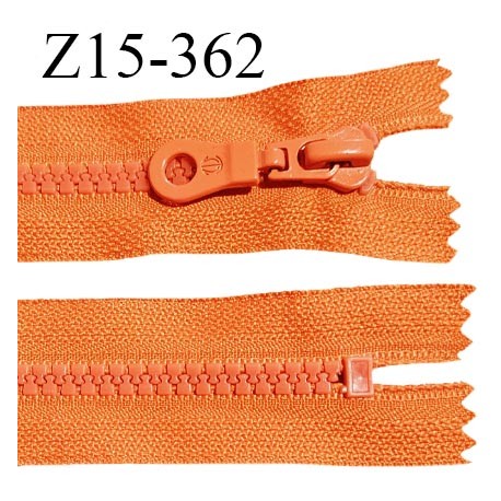 Fermeture zip 15 cm non séparable couleur orange largeur 3 cm zip nylon longueur 15 cm largeur 6 mm prix à la pièce