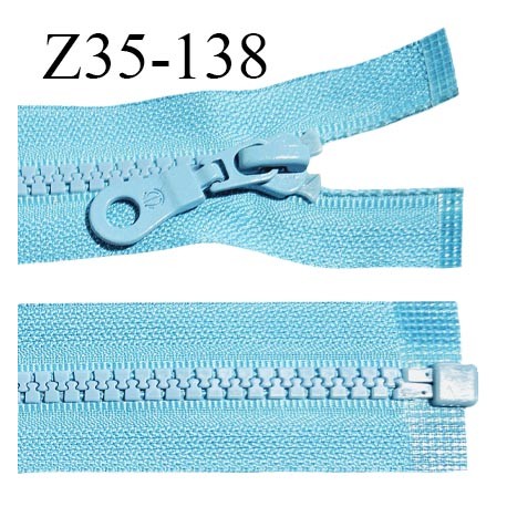 Fermeture zip moulée 35 cm séparable couleur bleu turquoise largeur 3 cm zip nylon 35 cm largeur 6 mm prix au mètre