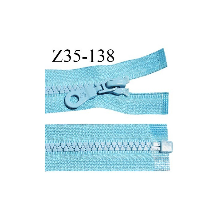 Fermeture zip moulée 35 cm séparable couleur bleu turquoise largeur 3 cm zip nylon 35 cm largeur 6 mm prix au mètre