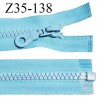 Fermeture zip moulée 35 cm séparable couleur bleu turquoise largeur 3 cm zip nylon 35 cm largeur 6 mm prix au mètre