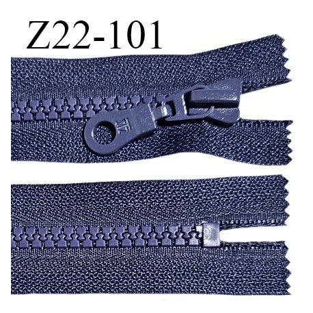 Fermeture zip moulée 22 cm séparable couleur bleu marine largeur 3 cm zip nylon 22 cm largeur 6 mm prix au mètre