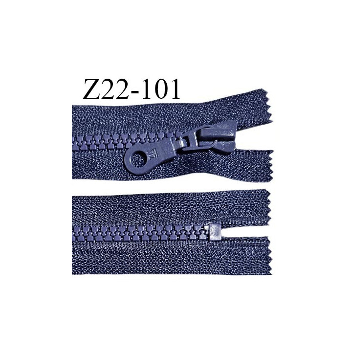 Fermeture zip moulée 22 cm séparable couleur bleu marine largeur 3 cm zip nylon 22 cm largeur 6 mm prix au mètre