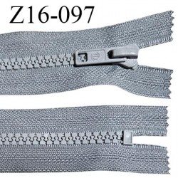 Fermeture zip moulée 16 cm séparable couleur gris largeur 3 cm zip nylon 16 cm largeur 6 mm prix au mètre