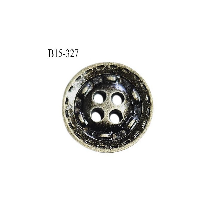 Bouton 15 mm en métal couleur laiton avec décor gravé 4 trous diamètre 15 mm épaisseur 1 mm prix à la pièce