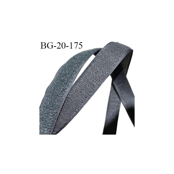 Scratch type velcro 20 mm à coudre couleur gris prix au mètre pour les 2 faces velours et crochet largeur 20 mm