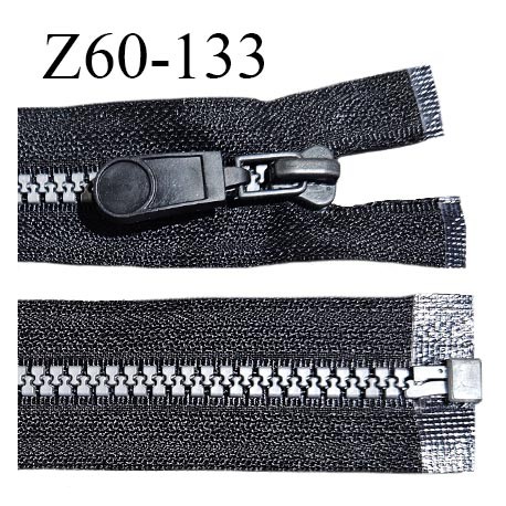 Fermeture zip moulée 60 cm séparable couleur noir longueur 60 cm largeur 3.2 cm zip moulée couleur gris largeur 6 mm