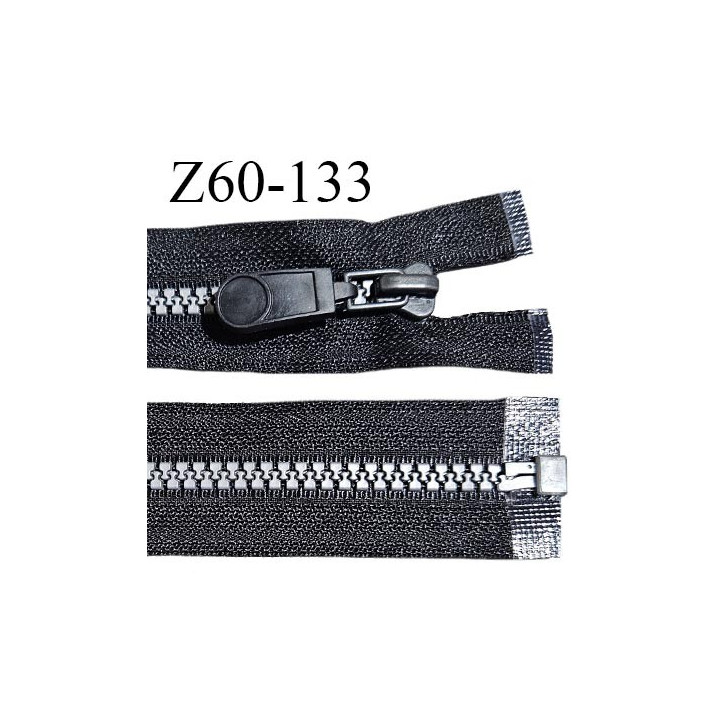 Fermeture zip moulée 60 cm séparable couleur noir longueur 60 cm largeur 3.2 cm zip moulée couleur gris largeur 6 mm