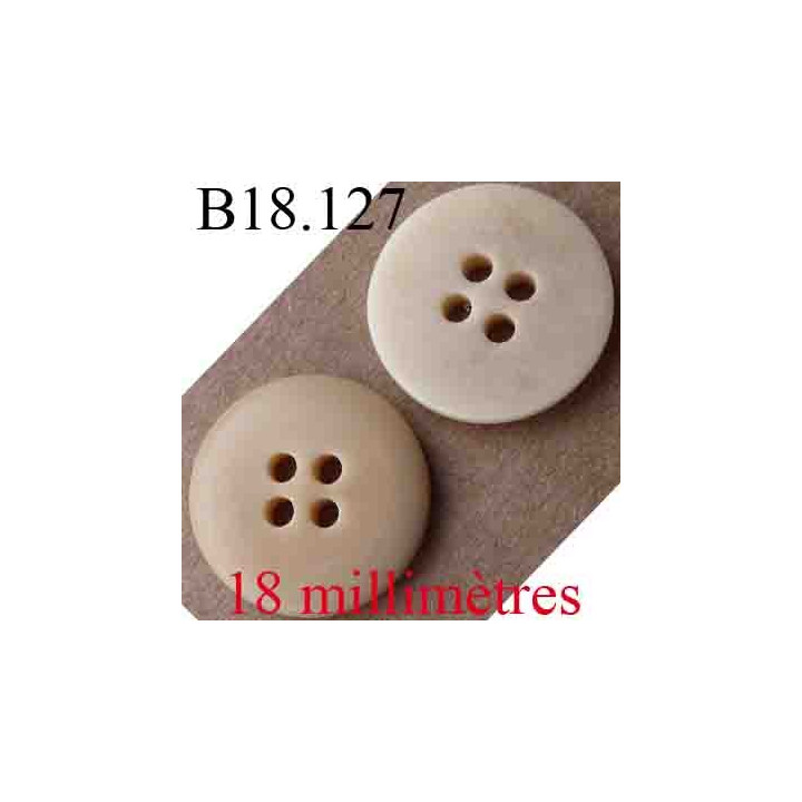 bouton 18 mm couleur marron clair beige 4 trous diamètre 18 mm