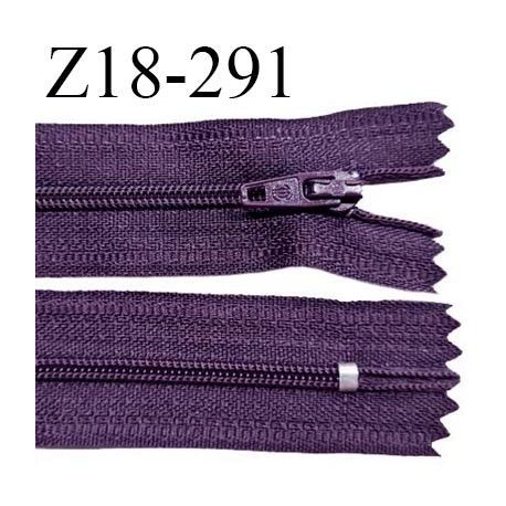 Fermeture zip 18 cm non séparable couleur violet foncé largeur 2.7 cm zip nylon longueur 18 cm prix à l'unité