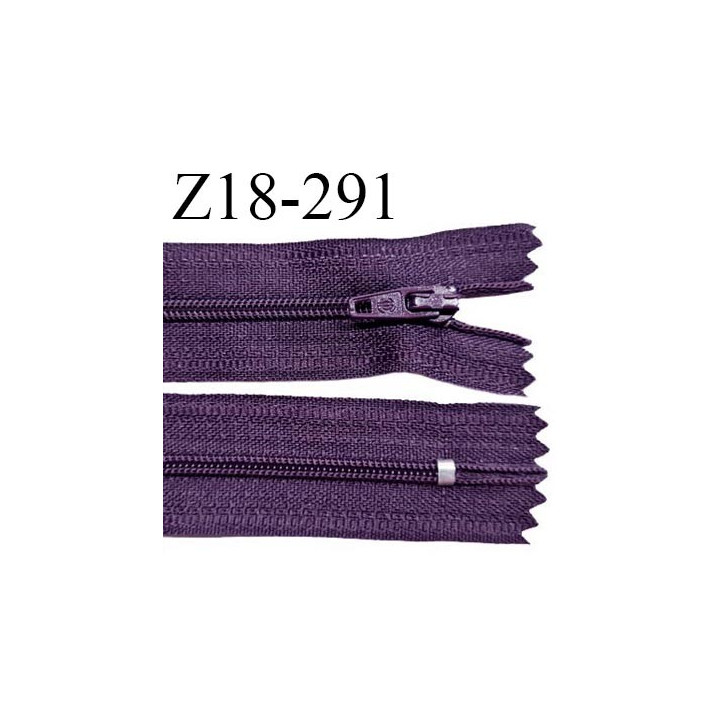Fermeture zip 18 cm non séparable couleur violet foncé largeur 2.7 cm zip nylon longueur 18 cm prix à l'unité