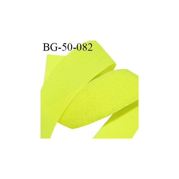 Scratch type velcro 50 mm à coudre couleur jaune fluo prix au mètre pour les 2 faces velours et crochet largeur 50 mm