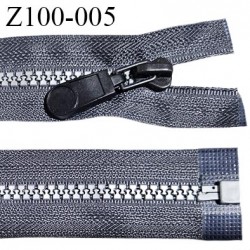 Fermeture zip moulée 100 cm séparable couleur gris longueur 100 cm largeur 3 cm zip moulée couleur gris