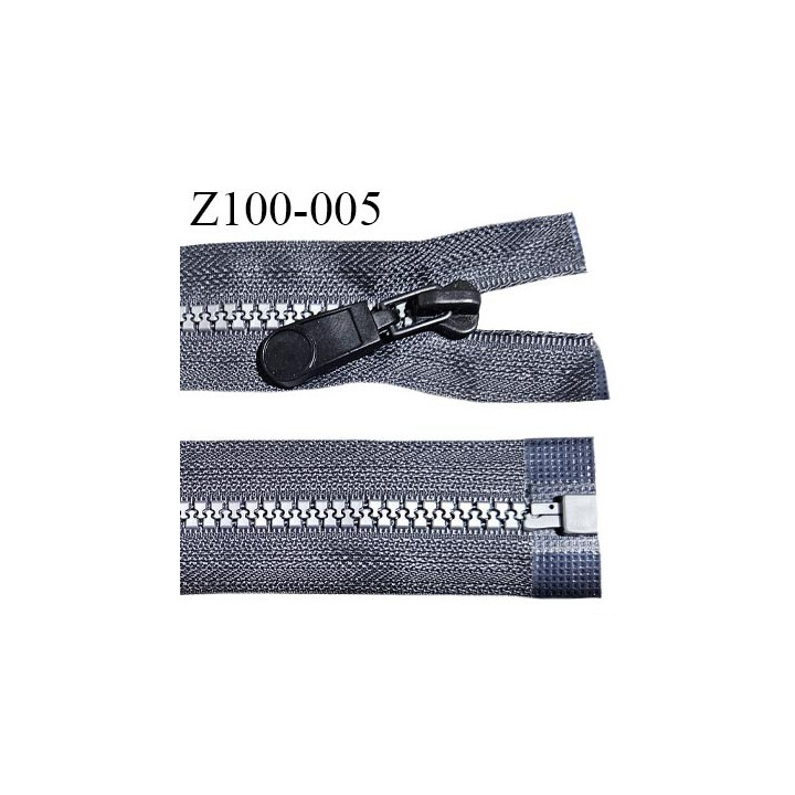 Fermeture zip moulée 100 cm séparable couleur gris longueur 100 cm largeur 3 cm zip moulée couleur gris