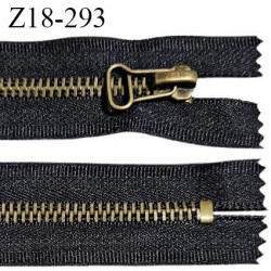 Fermeture zip 18 cm couleur noir non séparable largeur 3.5 cm glissière métal couleur laiton largeur 6 mm longueur 18 cm