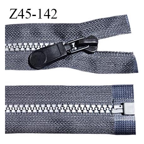 Fermeture zip moulée 45 cm séparable couleur gris longueur 45 cm largeur 3 cm zip moulée couleur gris largeur 6 mm