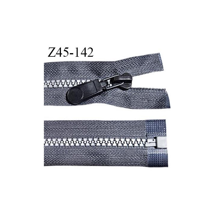 Fermeture zip moulée 45 cm séparable couleur gris longueur 45 cm largeur 3 cm zip moulée couleur gris largeur 6 mm