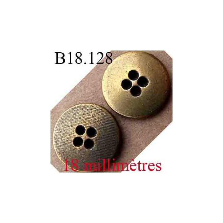 bouton 18 mm couleur doré en métal en laiton 4 trous diamètre 18 mm