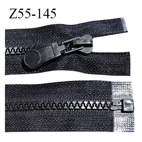 Fermeture zip moulée 55 cm séparable couleur noir longueur 45 cm largeur 3 cm zip moulée largeur 6 mm prix à l'unité