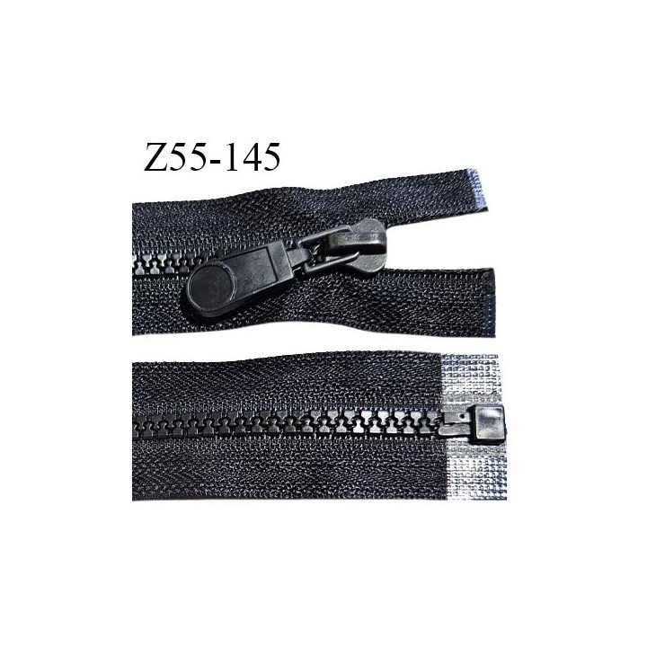 Fermeture zip moulée 55 cm séparable couleur noir longueur 45 cm largeur 3 cm zip moulée largeur 6 mm prix à l'unité