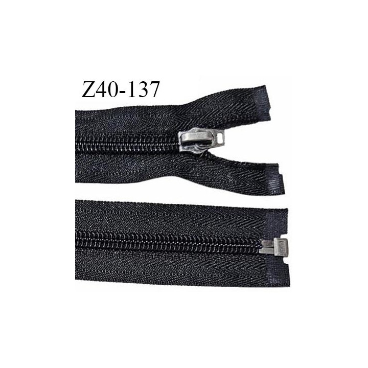 Fermeture 40 cm couleur noir séparable curseur métal longueur 40 cm largeur 3.2 cm largeur du zip 6 mm prix à l'unité