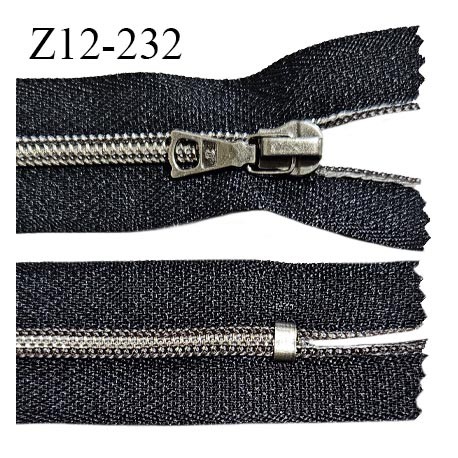 Fermeture zip 12 cm non séparable couleur noir longueur 12 cm largeur 2.7 cm glissière nylon curseur métal largeur 5 mm