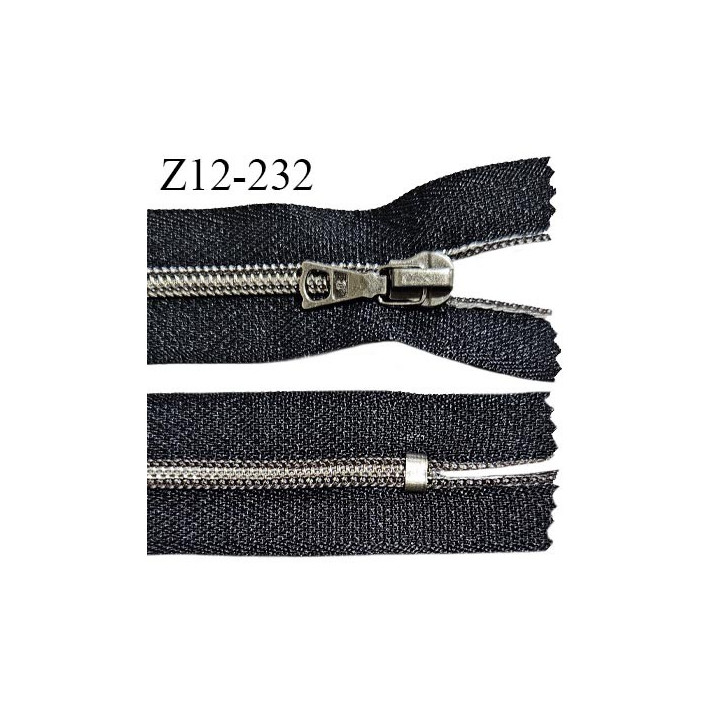 Fermeture zip 12 cm non séparable couleur noir longueur 12 cm largeur 2.7 cm glissière nylon curseur métal largeur 5 mm