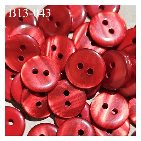 Bouton 13 mm couleur rouge 2 trous diamètre 13 mm épaisseur 2 mm prix à la pièce