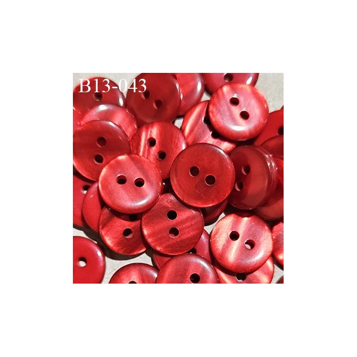 Bouton 13 mm couleur rouge 2 trous diamètre 13 mm épaisseur 2 mm prix à la pièce