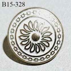 Bouton 15 mm en métal couleur or et blanc avec motif diamètre 15 mm épaisseur 1.5 mm prix à l'unité