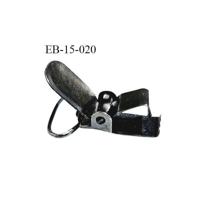 Pince à clip en métal couleur chrome vieilli hauteur 28 mm largeur de la boucle 17 mm largeur intérieure 15 mm prix à l'unité