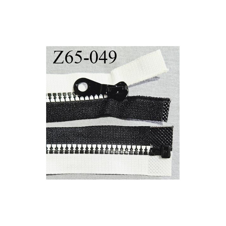 Fermeture zip 65 cm haut de gamme couleur noir et blanc largeur 3.2 cm glissière moulée séparable longueur 65 cm