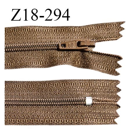 Fermeture zip 18 cm non séparable couleur marron largeur 2.7 cm zip nylon largeur 4 mm longueur 18 cm prix à l'unité