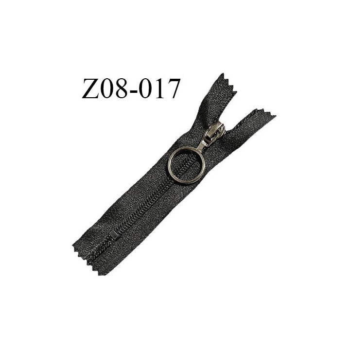 Fermeture zip 8 cm couleur noir non séparable largeur 2.5 cm glissière nylon largeur 5 mm longueur 8 cm prix à l'unité