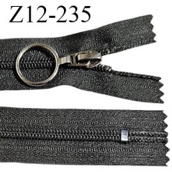 Fermeture 12 cm couleur noir non séparable curseur métal longueur 12 cm largeur 2.5 cm largeur du zip 5 mm prix à l'unité