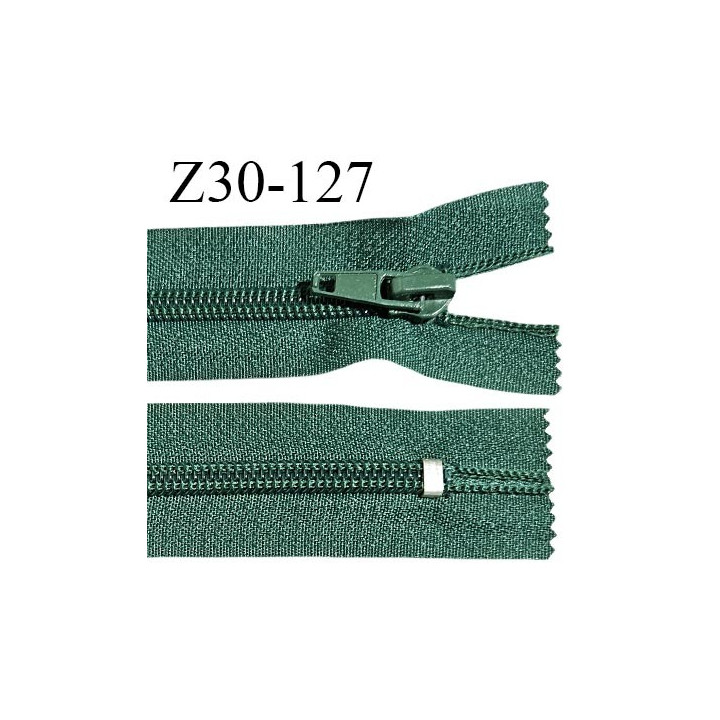 Fermeture zip 29 cm non séparable couleur vert foncé largeur 3 cm zip nylon 29 cm largeur 6.5 mm prix au mètre