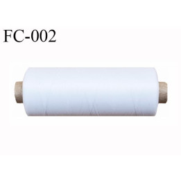 Bobine de fil 500 m mousse polyester n° 110 polyester couleur blanc  longueur 500  mètres bobiné en France